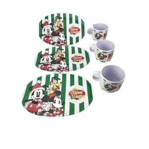 Lot of 3 Disney Mickey & Minnie Christmas Cookies and Milk Set Plate & Mug Zak!